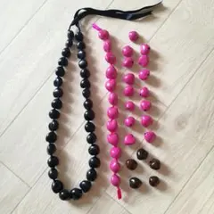 ククイ　レイ　黒　ピンク　茶色　フラダンス　ハワイアン