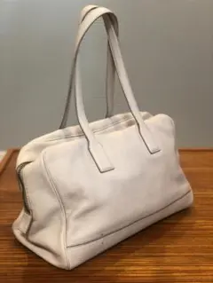 【MAX MARA】 マックスマーラ オフホワイト皮ショルダー ボストンバック