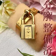 T129 分解整備済 エルメス ケリーウォッチ 金ダイヤル クォーツ腕時計