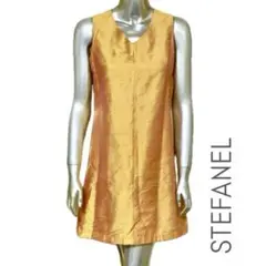 STEFANEL オレンジ Vネック シルクノースリーブ ミニドレス ワンピース