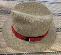 カープ　麦わら風帽子　ベージュ 麦わら帽子 赤リボン　美品