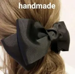 ☆再販【A17黒】ビッグリボン・バレッタ(8cm・10cm)(カチューシャあり)