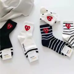 まとめ売り レディース　ソックス　5足セット　ハート靴下 　男女兼用