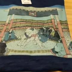 江戸浮世絵　相撲デザイン ネイビー TシャツサイズXL　新品　未使用　タグ付き