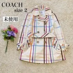 未使用✨希少柄 コーチ マルチカラーチェック ベルト付きショートコート 2