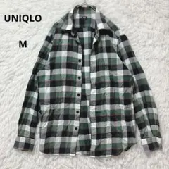 UNIQLO ユニクロ 長袖シャツ チェック メンズ M 綿100% グリーン