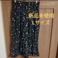 カジュアルパンツ　新品未使用 花柄 黒 L　ブラック