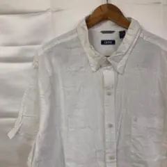 A852T アイゾッドアメリカ古着胸ポケットロゴ刺繍ボタンダウン半袖シャツメンズ
