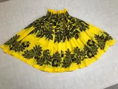 フラダンス用スカート 黄色 花柄