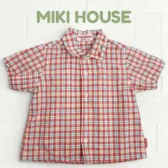 MIKI HOUSE レトロ 半袖 チェック シャツ 80 オールド
