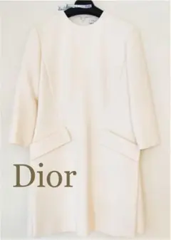 50万円超◆ディオール白ワンピース◆34 Dior