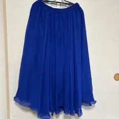 社交ダンス他　青 シフォン フレアスカートL L 新品　値下げしました