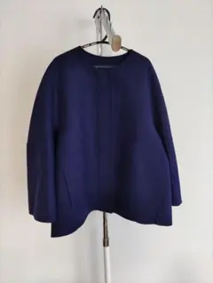 ドゥロワー ウールケヌキ ノーカラー ショートコート