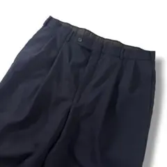 美品 90s 古着 ワイド 2タック スラックス ネイビー W36 ヴィンテージ