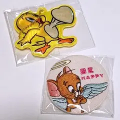 トムとジェリー　天使　ジェリー　エンジェル　カナリア　黄色い鳥　刺繍缶バッジ
