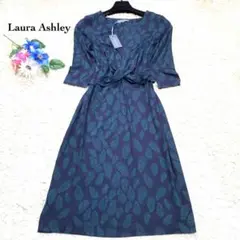 未使用✨ローラアシュレイ ミモレ丈ワンピース リボン風絞り♡グリーンリーフ M