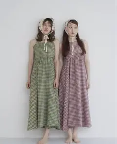 【jumelle】gingham cami op グリーン