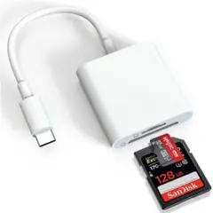 SDカードリーダー USB type-c 変換 ケーブル メモリカードリーダー