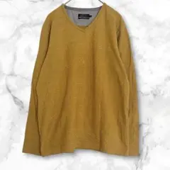 KANSAI YAMAMOtO Vネック 長袖カットソー マスタード　総柄　M