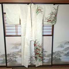 稲の絵入りクリーム色　日本舞踊　着物