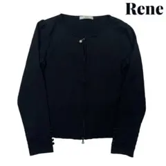 【美品】Rene ルネ ウール パール ジップ ニット カーディガン 38