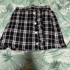 フレアミニスカート ブラック・ホワイトチェック