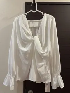 ホワイト シャツ フリル袖 前結び 新品