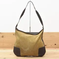 ロエベ レディース ロゴ カッティング レザー ショルダーバッグ ベージュ系