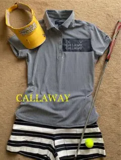 ★CALLAWAY★ストライプ柄 涼感ポロシャツ size:L