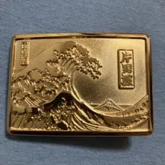 葛飾北斎の浮世絵 金メッキ ベルトバックル 片男波