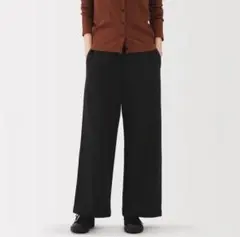 無印良品 婦人 裏毛スウェットワイドパンツ 黒 Sサイズ