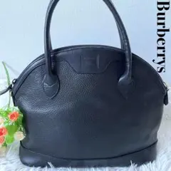 【極美品✨】 バーバリー ハンドバッグ ノバチェック ホースロゴ レザー シボ革