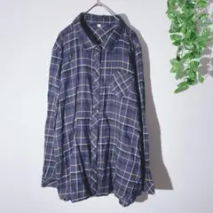 レディース ビッグサイズシャツ チェック柄 ゆったり ネイビー 4L