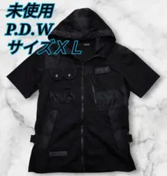 未使用✨️P.D.W　半袖ギミックパーカー　ブラック　サイズＸＬ