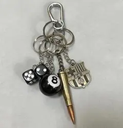 キーホルダー 5個セット 黒ダイス 8ボール 弾丸 バルセロナ カラビナ