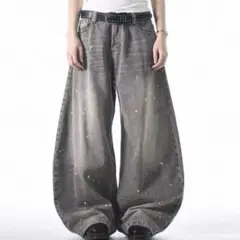 SPLASH WASHED BAGGY DENIM PANTS グランジ