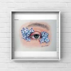 【原画】花と目のコラージュ 絵画　一点物　a4サイズ