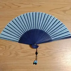レディース　藍色　扇子