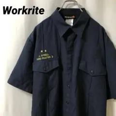N-4044 Workrite アメリカ古着 ワークシャツ 半袖企業ロゴ刺繍XL