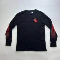 H&M ブラック BGロゴ 長袖カットソー　バック及びアームプリント
