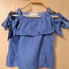 オフショルシャツ　デニム