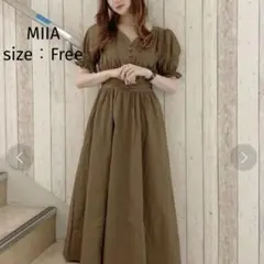 【MIIA】 パフスリーブマキシワンピース