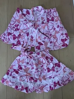 リボン柄ピンク浴衣セット　ミニーちゃん
