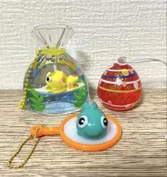 金魚　オイルキーホルダー　金魚すくい　ポイ　キーホルダー　ヨーヨー　3点