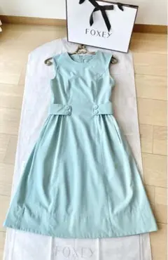 【FOXEY NY サイズ38】TPO最強のミントグリーン☆家で洗えるワンピ