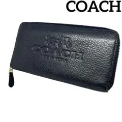 【COACH】コーチ　馬車柄　ロゴ ラウンドファスナー 長財布 レザー