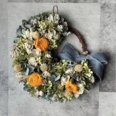 ドライフラワーハーフリース〜ラナンキュラス✽紫陽花✽ラムズイヤー゜・*:.。❁