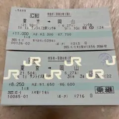 サンライズ 使用済みチケット 東京から岡山 シングル ソロ