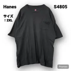 【即購入OK】Hanes 天竺コットン ポケットTシャツ サイズ2XL ブラック