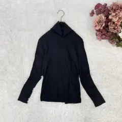 UNIQLO ストレッチコットン　タートルネックカットソー（M）黒　シンプル